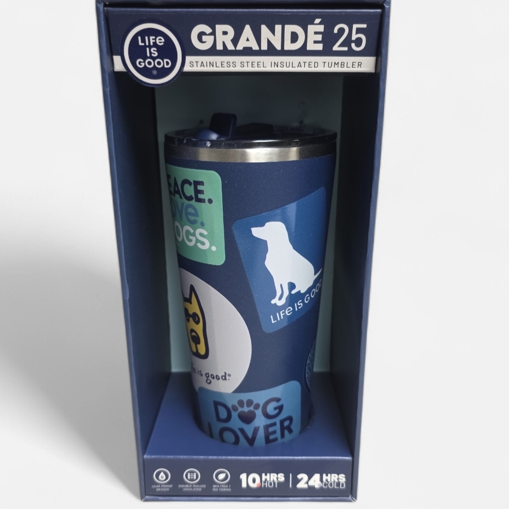 Life Is Good Navy Dog Lover Tumbler
